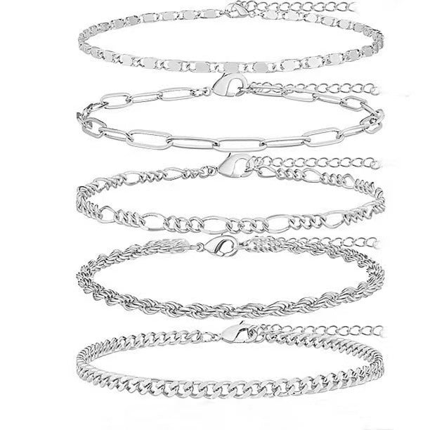 Stainless Steel 5-piece Set Simple Bracelet Does Not Fade