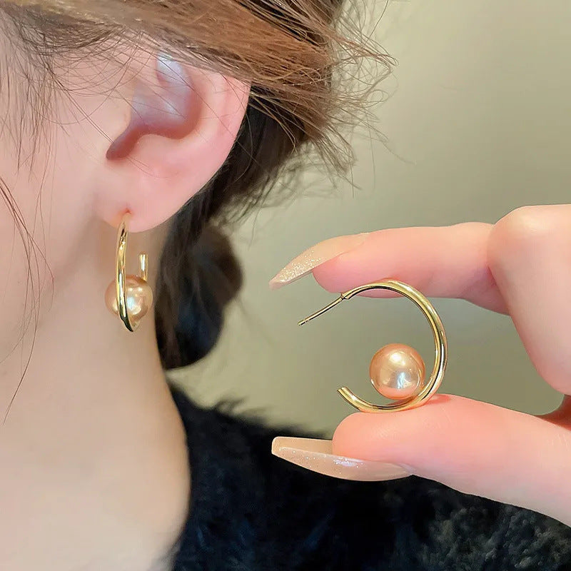 Pearl Hoop Women's Vintage Earrings