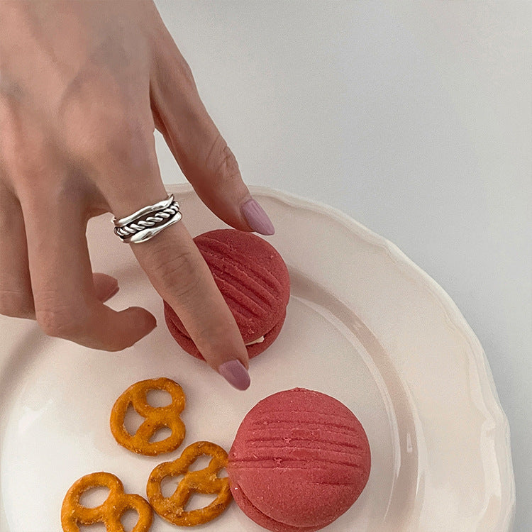 European And American Niche-design Braided Cable Three-layer Ring