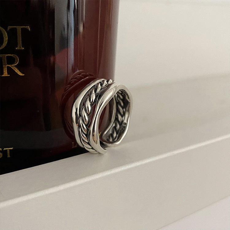 European And American Niche-design Braided Cable Three-layer Ring