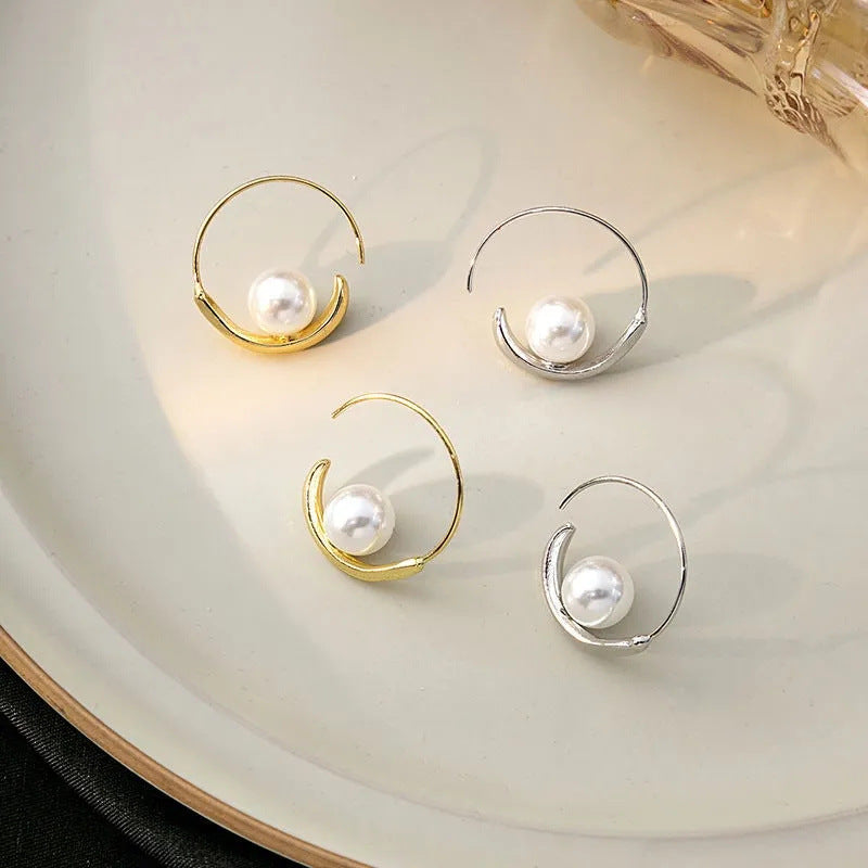 Pearl Hoop Women's Vintage Earrings