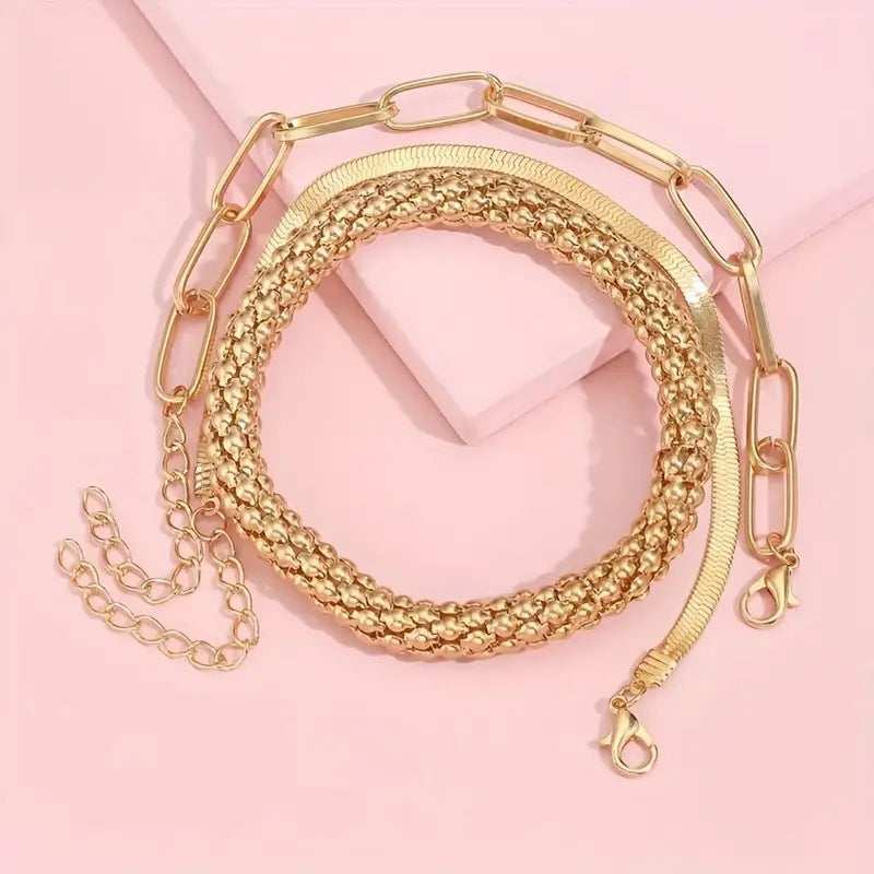 Snake Bone Chain Multi-layer Bracelet Creative Retro 3-piece Set