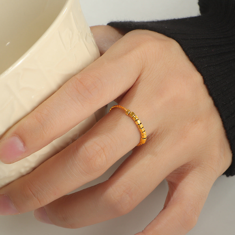 Titanium Steel Ring With A Delicate Small Square Designstylish Versatile And Wont Fade