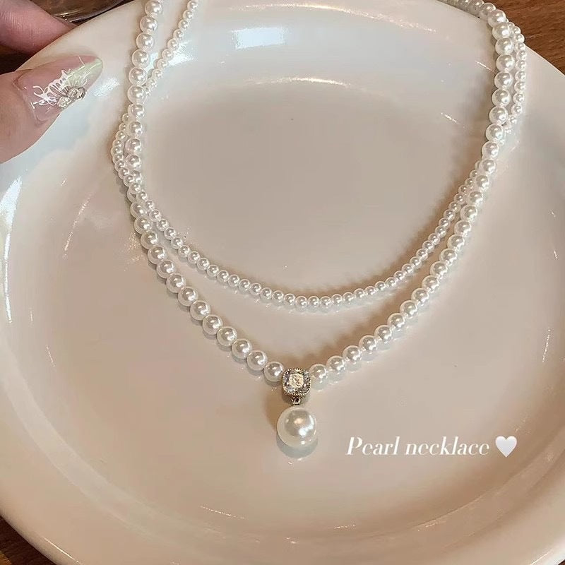 French-style Vintage Double-strand Pearl Necklace