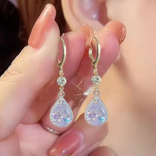 Incredibly Charming Diamond-studded Teardrop Crystal Earrings