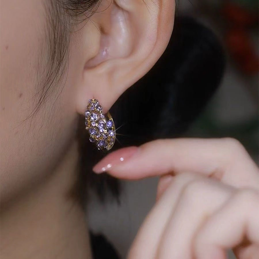 Simple And Gentle Purple Double-sided Earrings